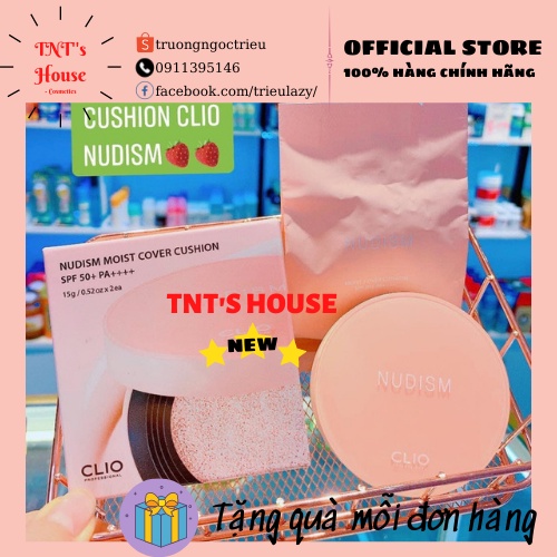 Cushion Clio, Phấn nước trang điểm Clio Nudism Moist Cover giúp da căng bóng, độ che phủ cao (kèm lõi) đủ bill