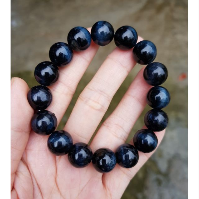 [Hàng kiểm định] Vòng Tay Đá Mắt Hổ Xanh Đen