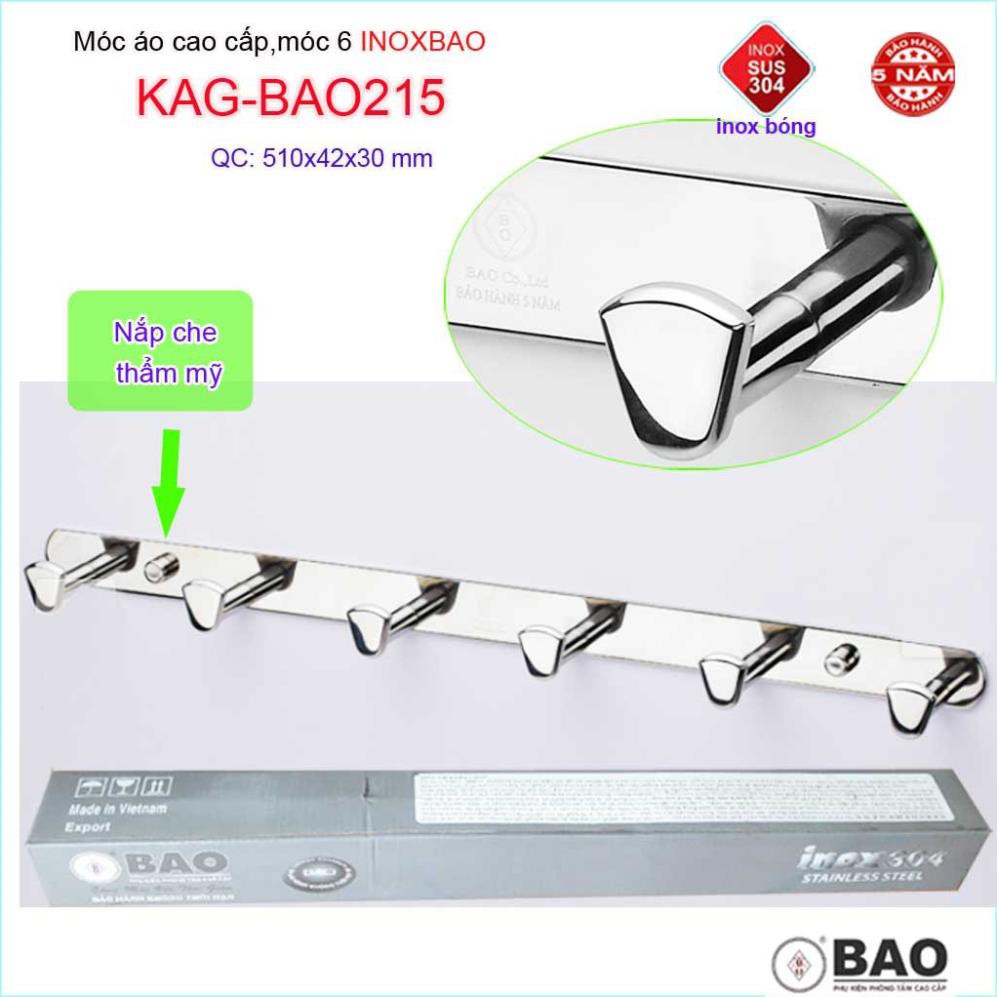 Móc treo đồ Inox Bảo, móc áo phòng tắm Inox SUS304 KAG-BAO215