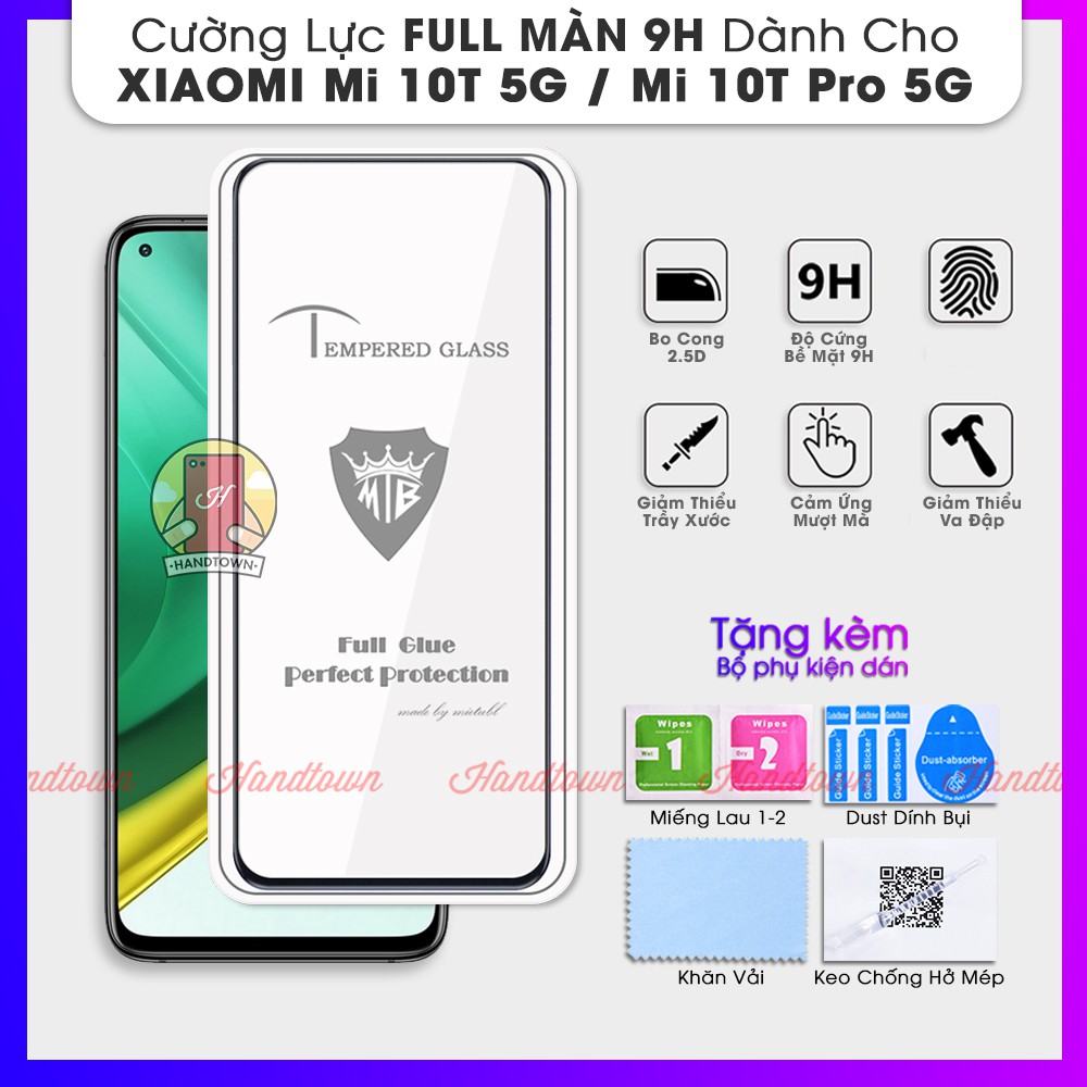 Kính Cường Lực 9H Xiaomi Mi 10T 5G / Mi 10T Pro 5G Full Keo Thế Hệ Mới Handtown