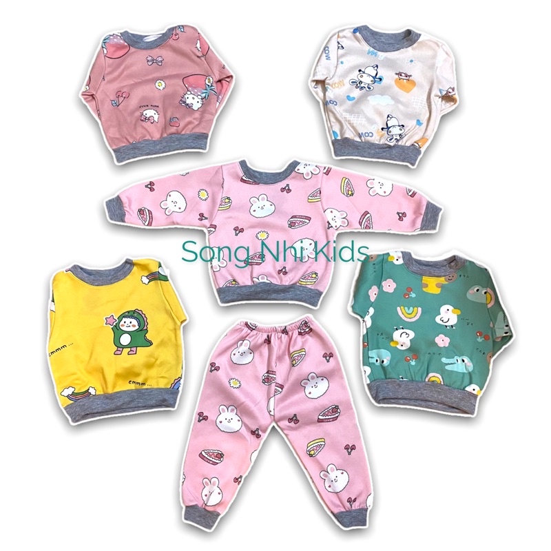 Bộ nỉ bông dài tay cho bé từ 6-22kg, phối màu cực đẹp và dễ thương.