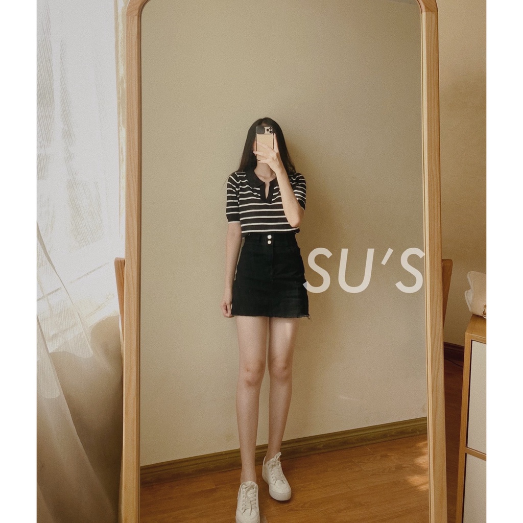 Áo len polo cổ V kẻ ngang A1949 SUSTORE | BigBuy360 - bigbuy360.vn