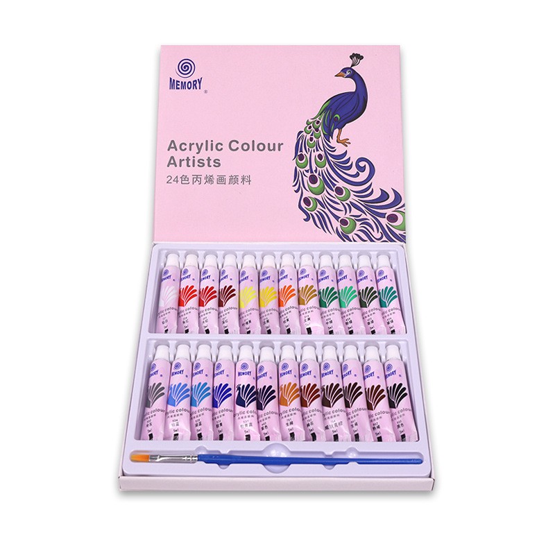 Bộ 12 Màu Acrylic BoMeijia 6ml 12ml vẽ trên kính thủy tinh nhựa mọi chất liệu glass color warte color (không phai)