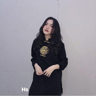 Hàng unisex Áo sơ mi nam nữ Đẹp thêu hoa văn trung quốc hot trend loại 1