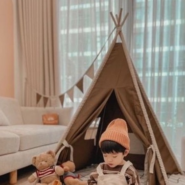 Dây cờ tam giác vải cotton kaki màu nâu be socola trang trí decor sinh nhật