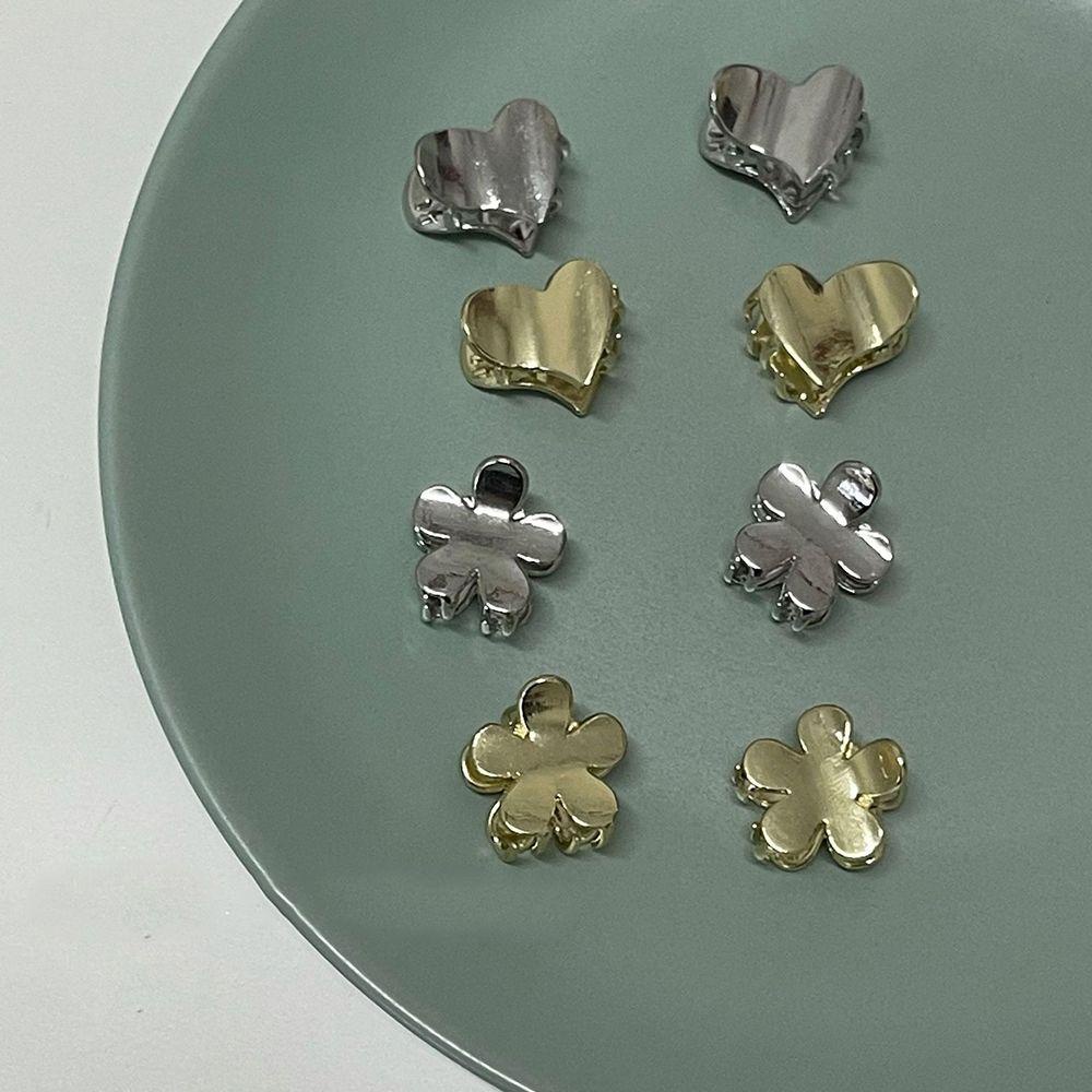 Kẹp Tóc Kim Loại Màu Trơn Họa Tiết Trái Tim Dễ Thương Phong Cách Hàn Quốc