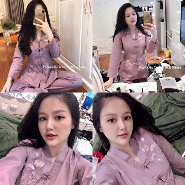 Đồ lam đi chùa Bài Lai Tim Vải Kate Cotton Mịn Dày Dặn Thoáng Mát. Bộ đi lễ kín đáo trẻ trung duyên dáng _BÀI LAI TIM