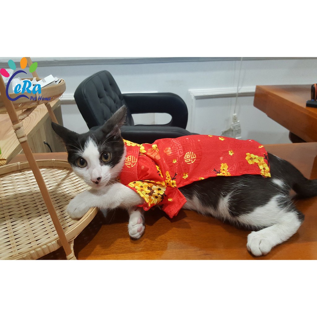 BST - Áo Dài Tết Chất Liệu Gấm Cao Cấp Cho Chó Mèo