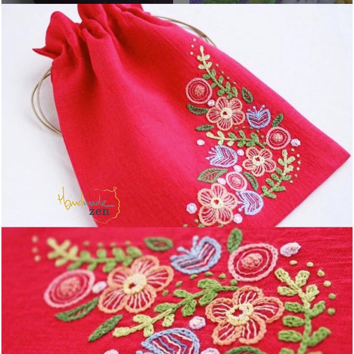 Bộ Nguyên liệu tự làm Túi Tote Mini Thêu tay KIT DIY - Tự Thêu May Embroidery Phong cách Nhật Bản - Zen Handamde