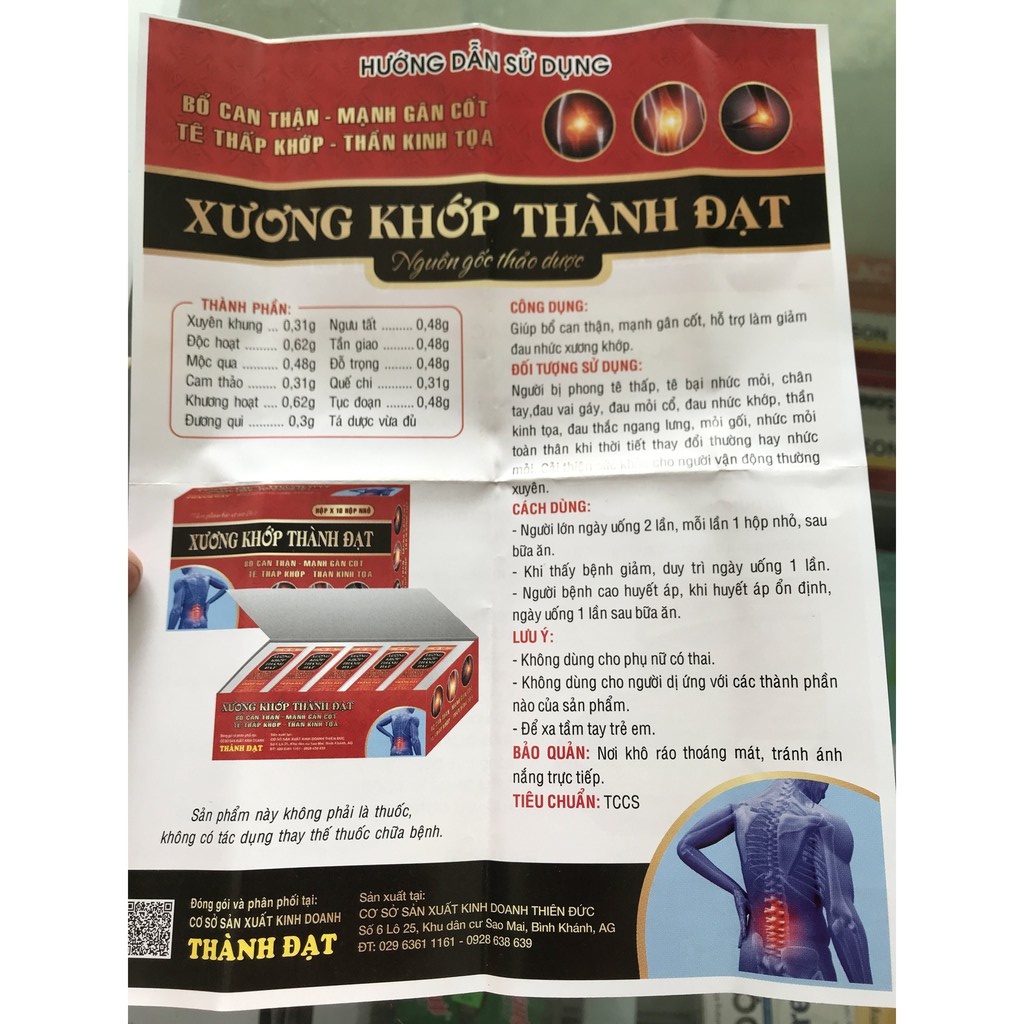 ✅  Viên xương khớp Thành Đạt - Hỗ trợ xương khớp, bổ khớp, đau cổ vai gáy, phong tê thấp, thần kinh tọa