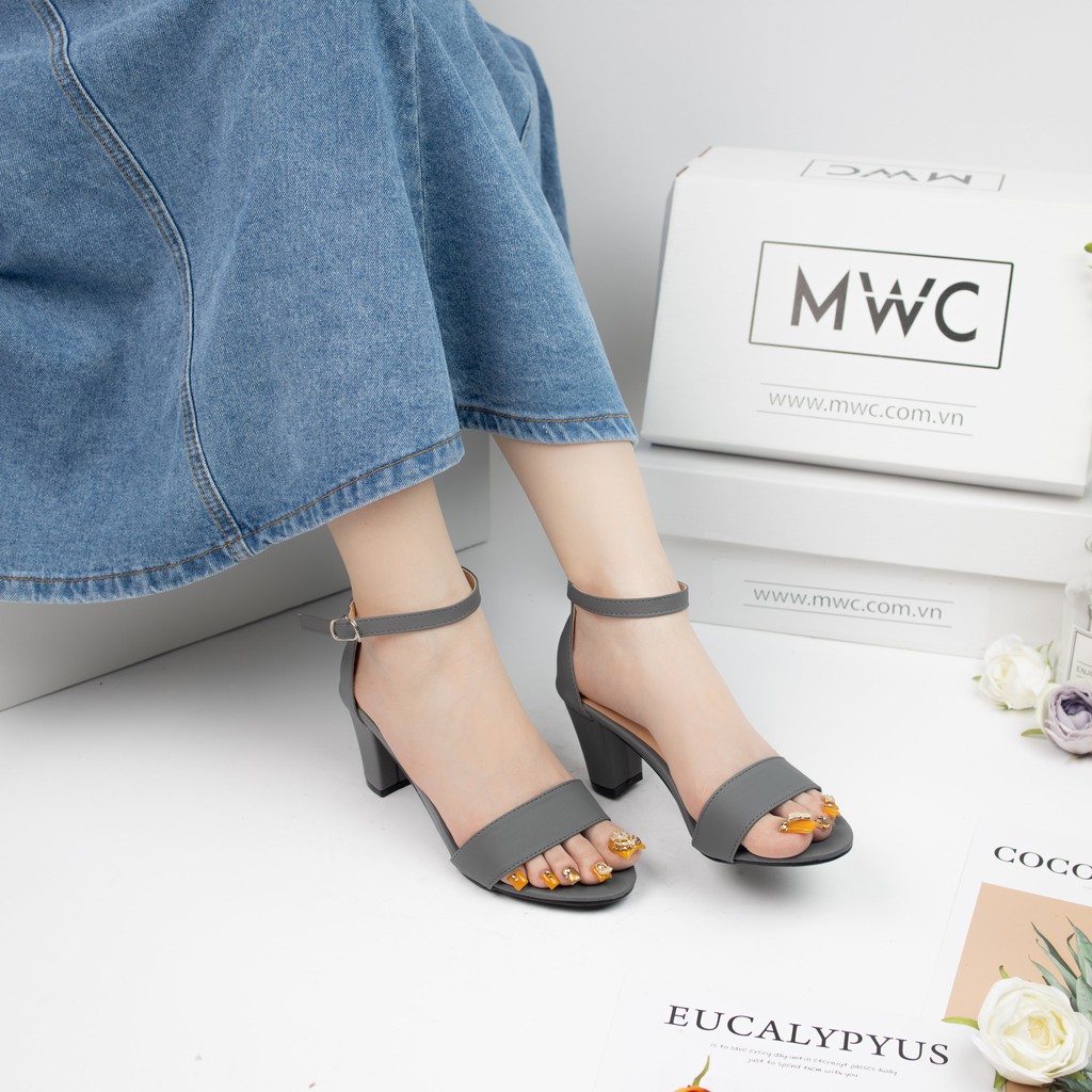 [Mã SKAMFSW175 giảm 10K đơn 50K] Giày Sandal Cao Gót MWC Đế Vuông 7CM Quai Ngang Thanh Lịch NUCG- 3548