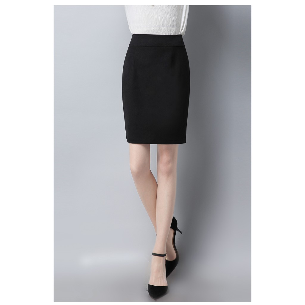 Chân váy công sở dài bigsize CR53V03 xẻ sau màu đen dài 53cm [size từ 48-85kg]
