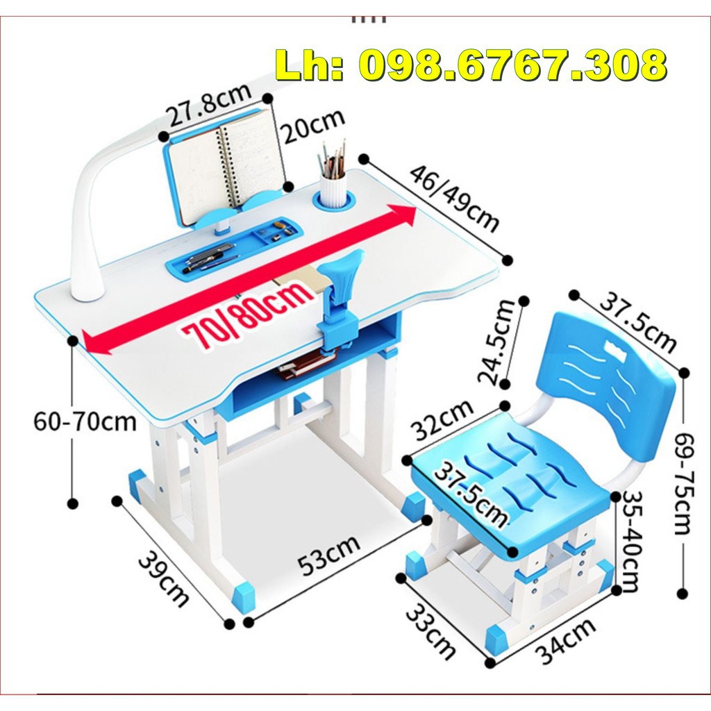 Bàn học thông minh, bàn học chống gù, chống cận, có đèn và giá để sách, Ipad cho trẻ | BigBuy360 - bigbuy360.vn