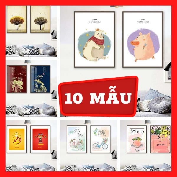 Bộ 2 - Tranh treo tường - Trang trí phòng khách Hiện đại/Gỗ MDF Hàn Quốc chống ẩm mốc, mối mọt TD9