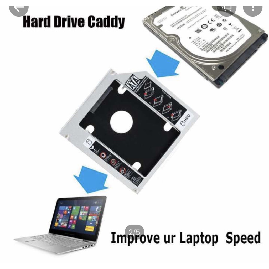 Khay Ổ Cứng Caddy Bay HDD SSD SATA 3 9.5mm- Giải Pháp Lắp Ổ Cứng Thứ 2 cho Laptop thay ổ DVD hoặc CD