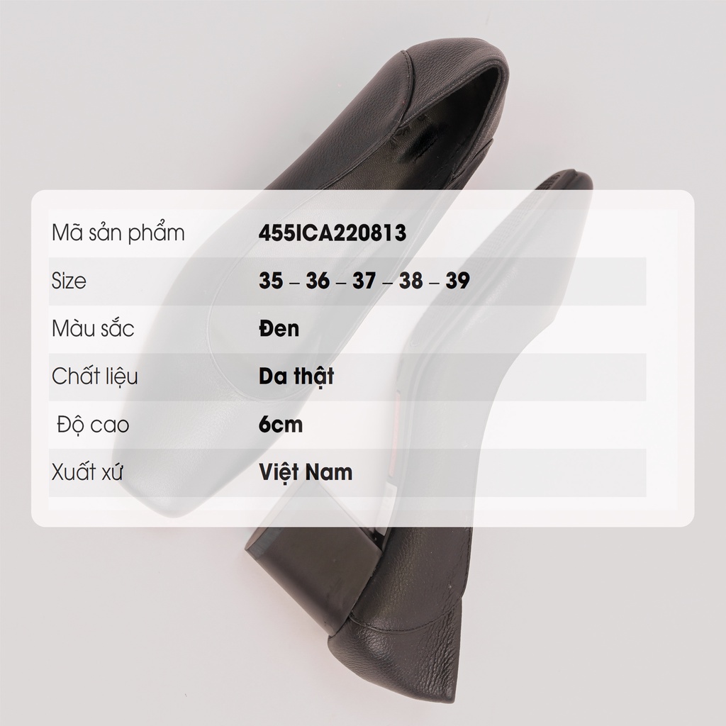 Giày cao gót nữ 5 phân KIMY SHOES,  giày công sở cao gót da thật hàng VNXK mũi vuông thon, đế vuông ma sát