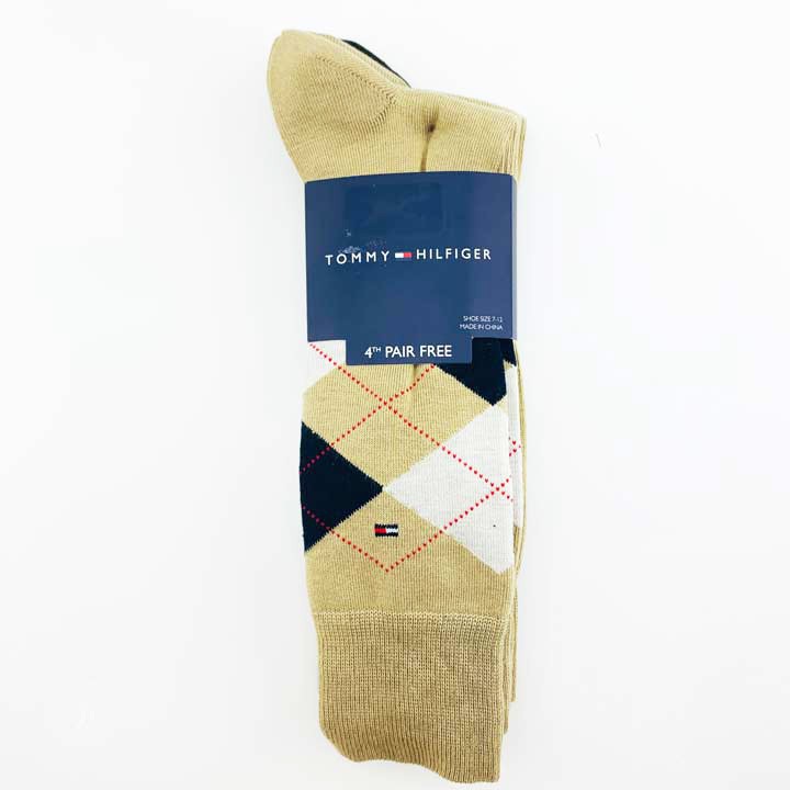 Vớ Tommy Hilfiger Men's Dress Socks - Set 4 đôi Argyle/ Tan Multi