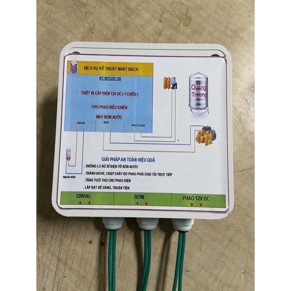 Thiết bị rơle 12V cấp cho phao điều khiển máy bơm nước