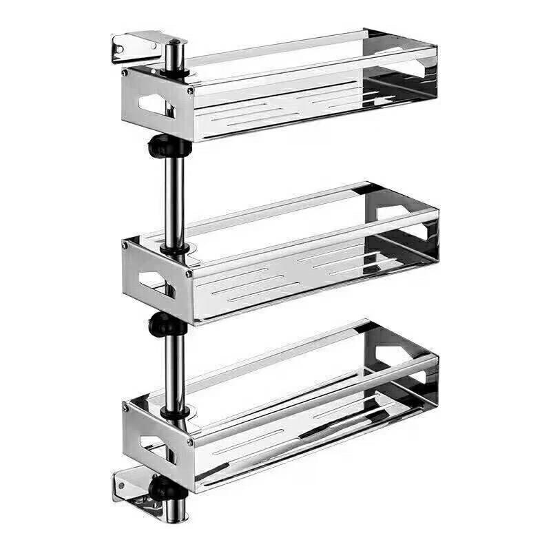 KỆ INOX SUS304 Xoay 3 Tầng Để Đồ Gia Vị Nhà Bếp, Giá Để Đồ Phòng Tắm lắp đặt Khoan Tường hoặc Dán Tường - GX304