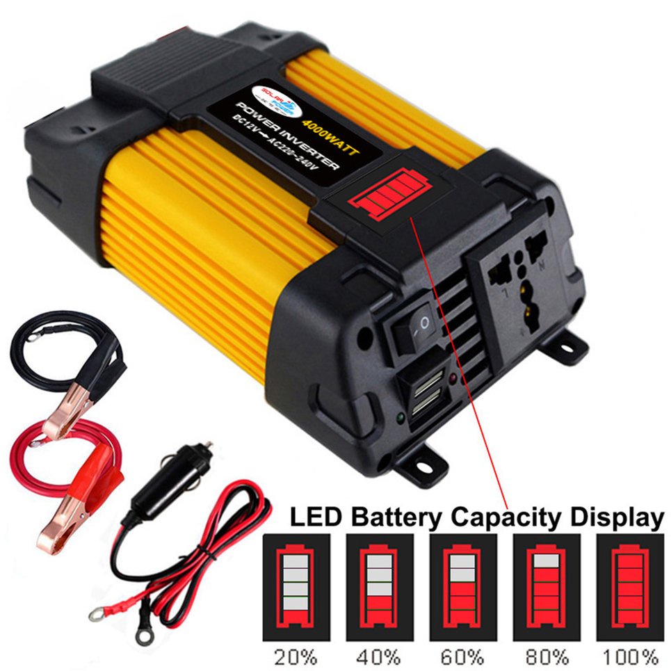 12V to 220V/110V Dual USB Car Power Inverter Converter Modified Sine Wave