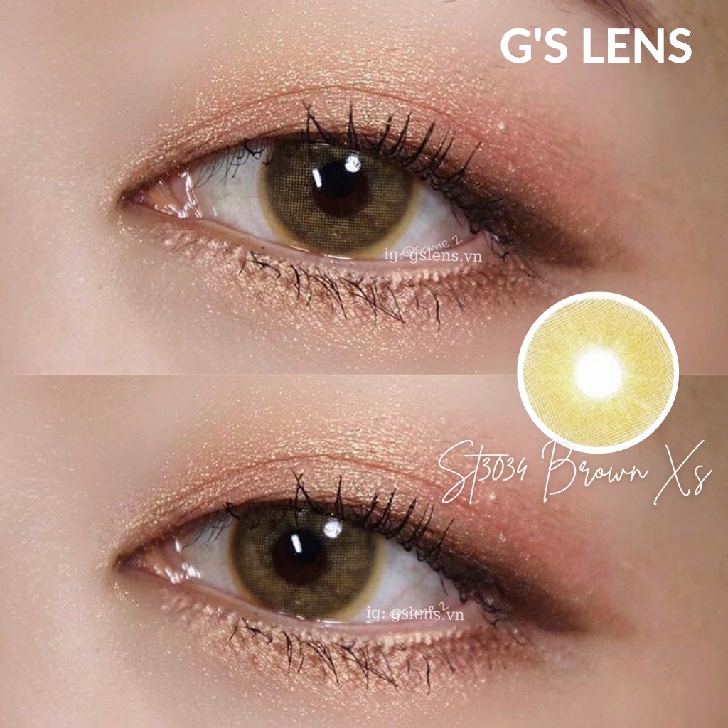 Kính Áp Tròng Lens Nâu Tây Sáng Siêu Đẹp Không Giãn Size Xs 14mm Có 0 Đến 6 Độ ST3034 Brown Xs