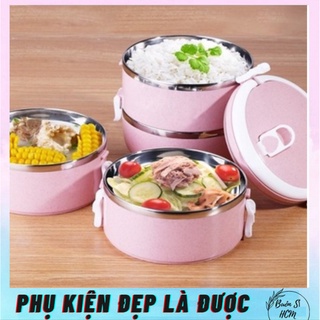 Hộp đựng cơm 2 tầng giữ nhiệt lõi inox, cà men 2 tầng đựng cơm văn phòng xài được lò vi sóng
