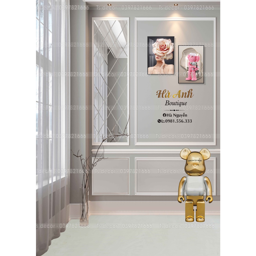 Phông Nền Giả Góc 3D 5D miễn phí chèn logo + khung tranh + gấu beerbrick