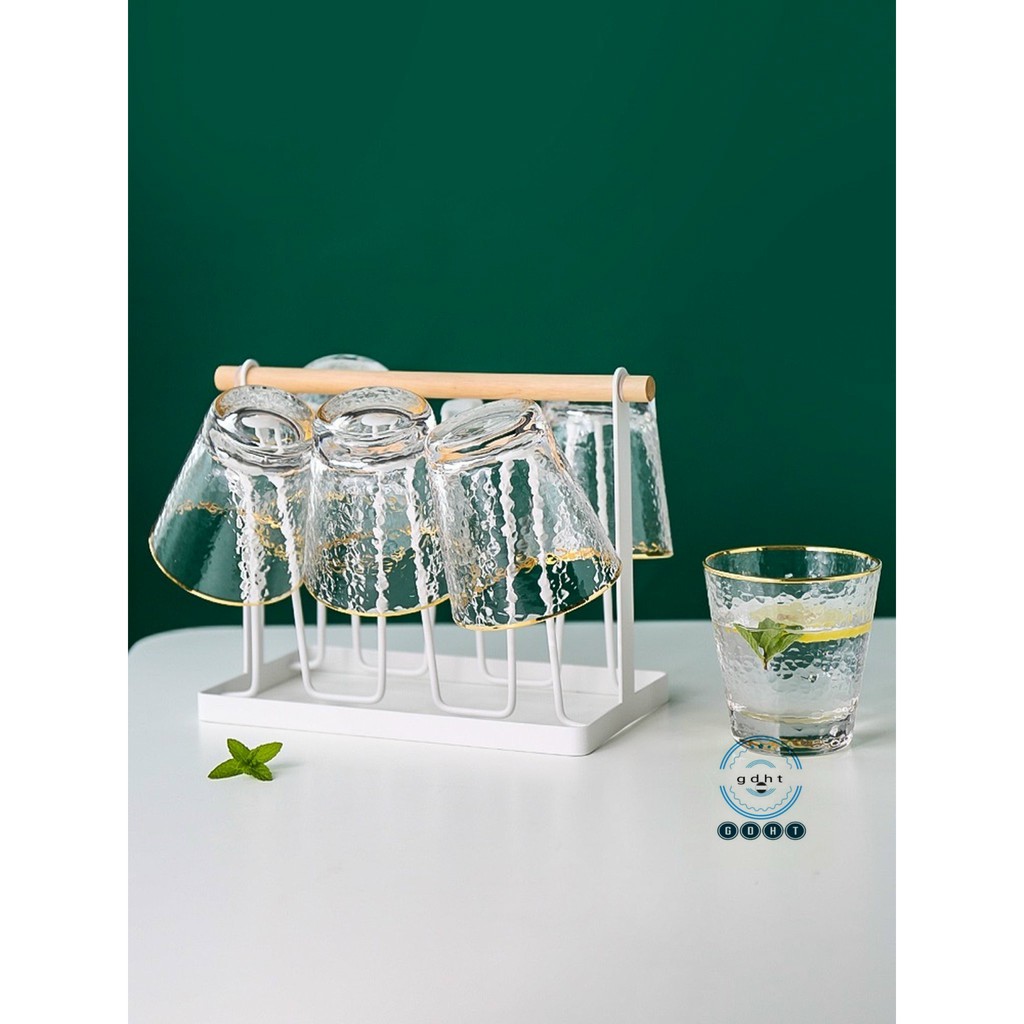 (SẴN) Cốc vân loe viền mạ vàng thật 24K sang trọng , thủy tinh chịu nhiệt k chì highglass brosilicate