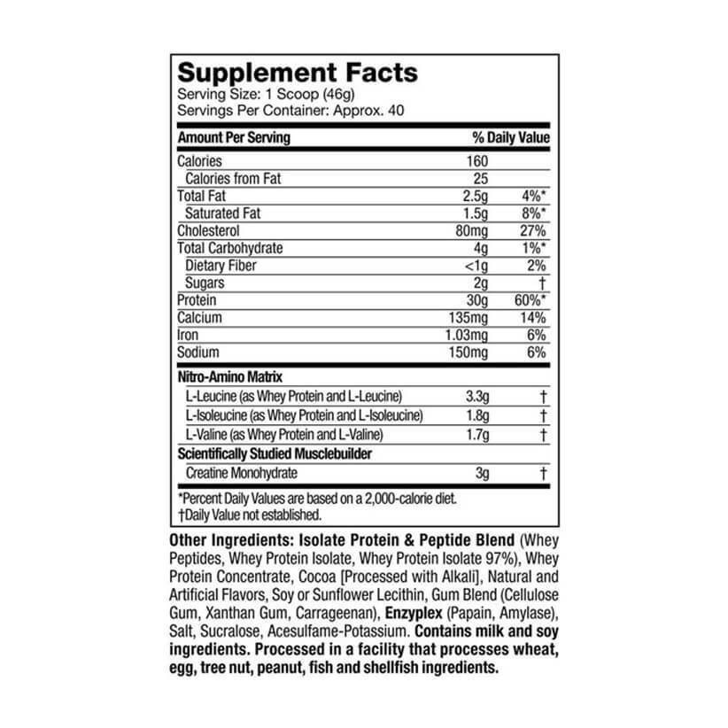 Sữa tăng cơ NITROTECH WHEY ISOLATE - Bổ sung Protein chất lượng cao (4LBS)