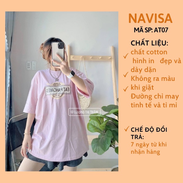 Áo thun nữ áo phông nữ unisex form rộng tay ngắn in hình cổ tròn NAVISA AT241