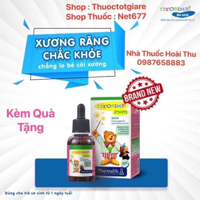 [Kèm Quà Tặng ] FitoBimBi D3+K2 - Giúp xương chắc khoẻ