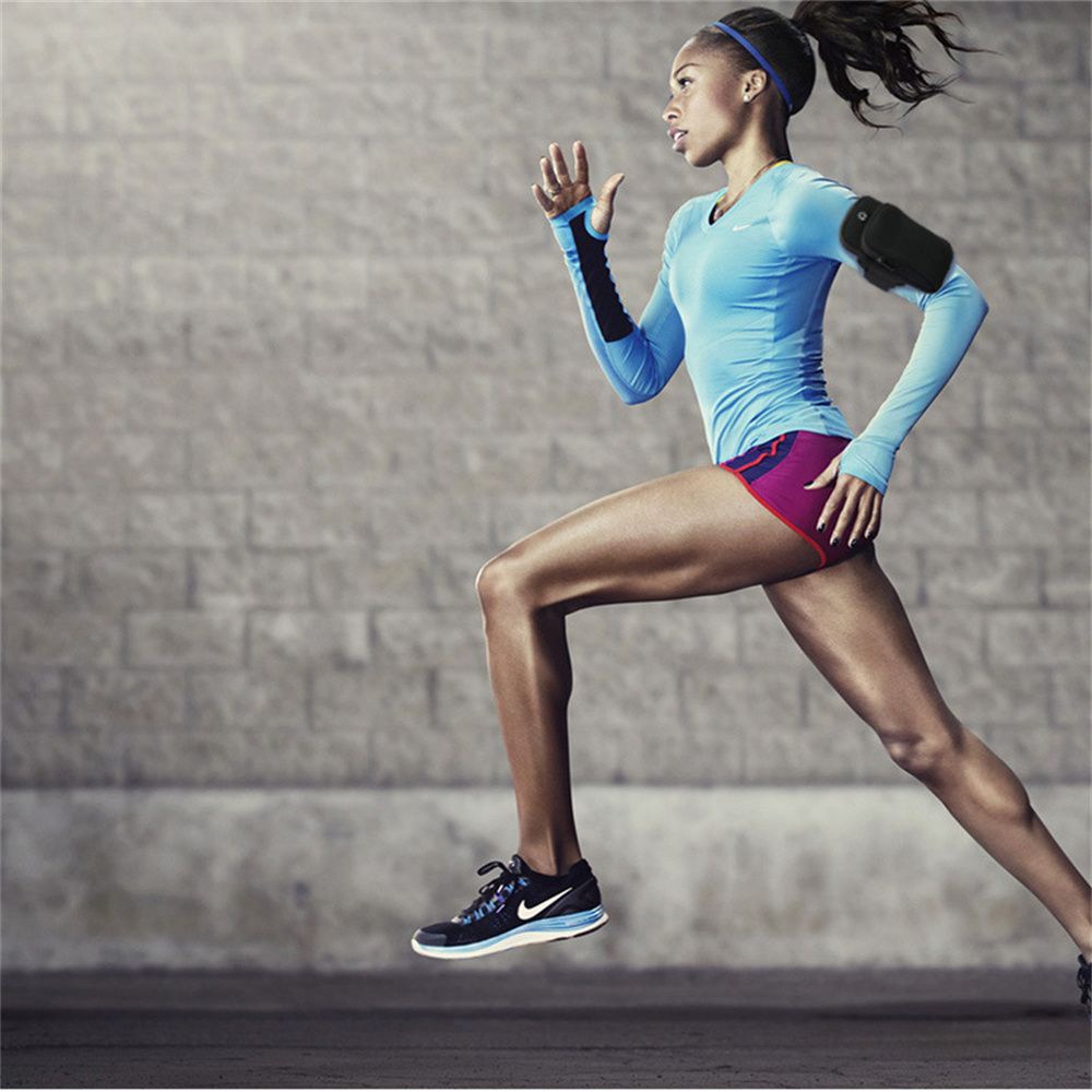 Túi lưới đựng điện thoại đeo cánh tay thoáng khí chống thấm nước có lỗ xỏ tai nghe phù hợp chạy bộ thể thao