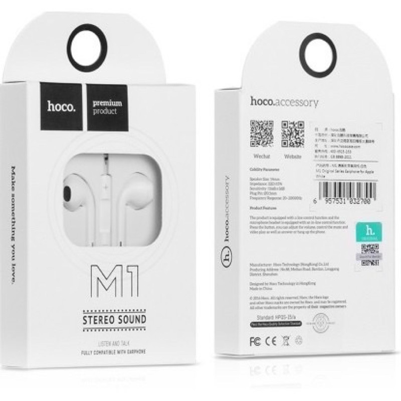 FREESHIP✔TAI NGHE NHÉT TAI HOCO M1 CÓ MIC NHỰA TPE JACK 3.5MM-DÀI 1.2M-CHO ip ANDROID-XIAOMI-OPPO-NOWSHIP-