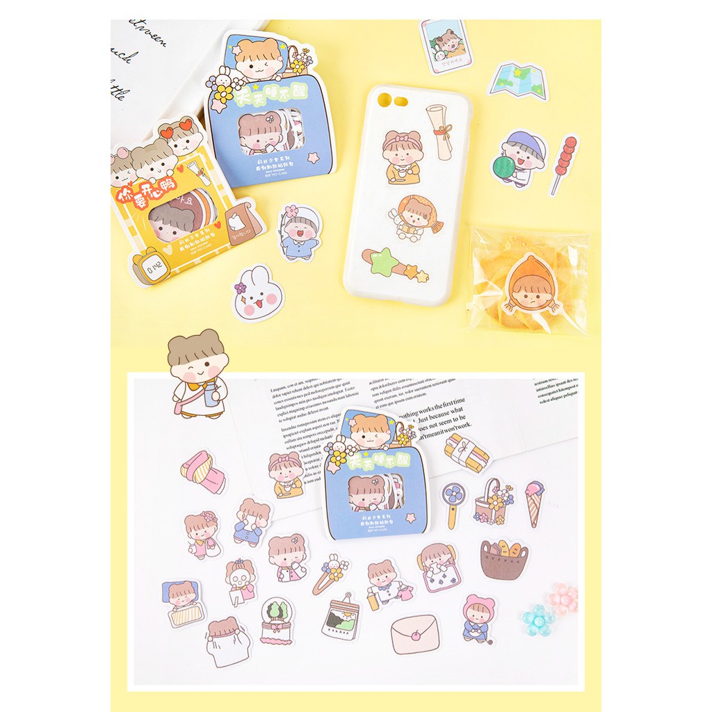 Set 40 miếng Cute Girl Character Mo Card sticker