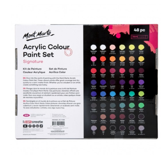 Màu Acrylic Mont Marte 18/24/36/48 x 36ml, Mont Marte Signature Acrylic Paint Set-Dụng cụ vẽ Tâm Tâm