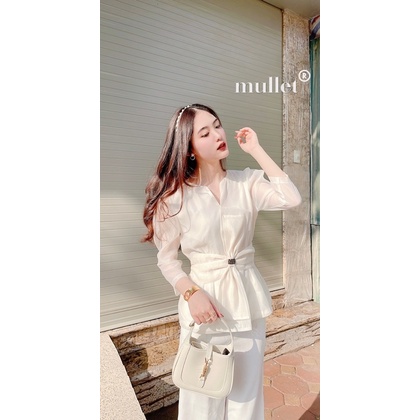 (Ảnh thật) Áo sơ mi tơ phối nơ độc quyền Mullet