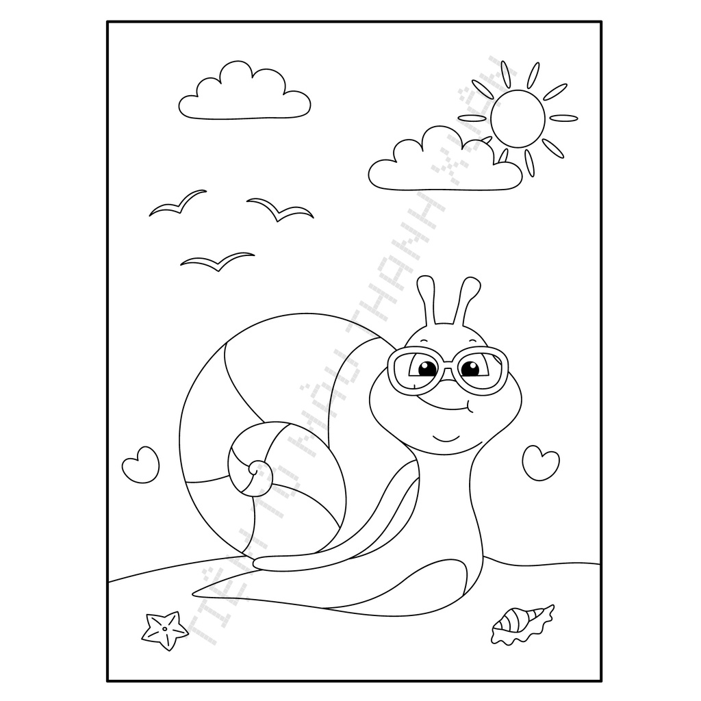 Set 20 Tờ Tranh Tô Màu Hình Ốc Sên Cute Cho Bé Size A5 Màu Sáp, Màu Chì - Tiệm Tô Màu Thanh Xuân