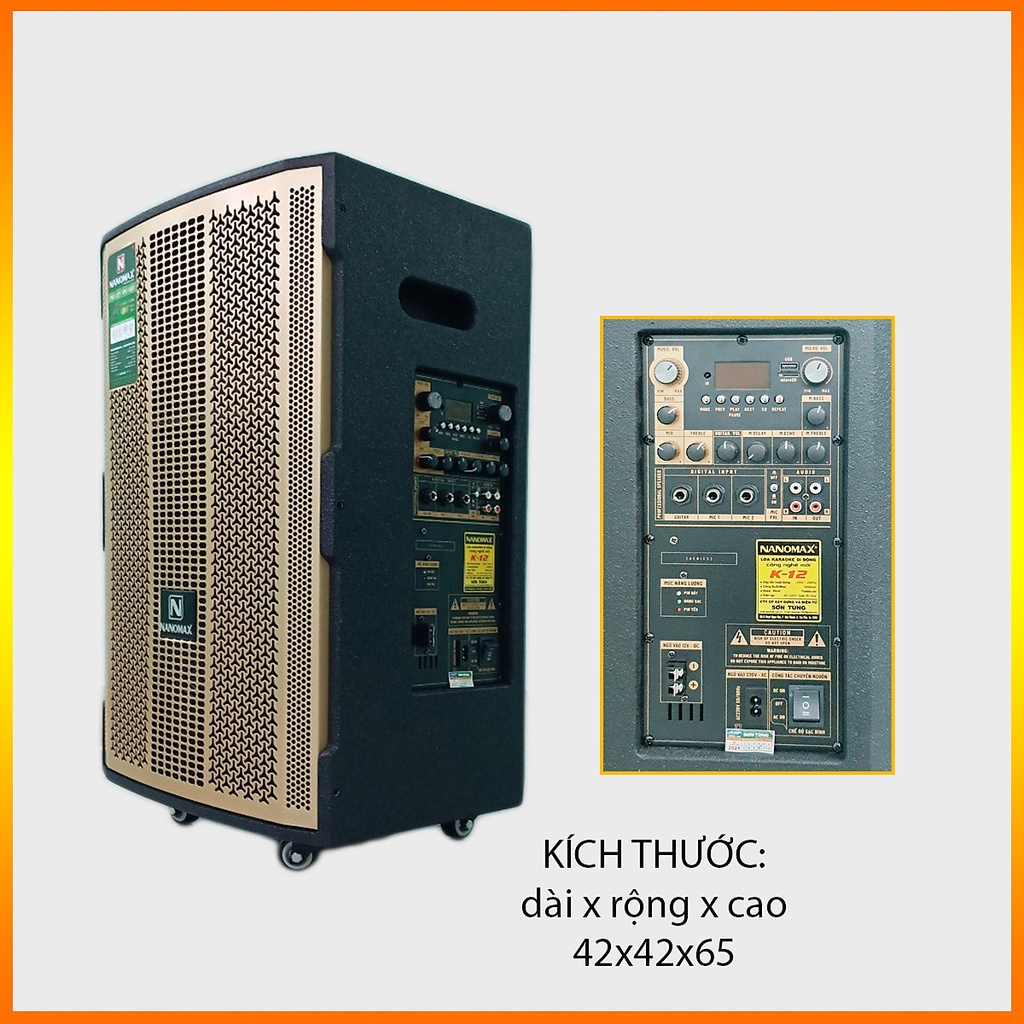 Loa Kéo Karaoke Nanomax SK-12F3 2022 Bass 30 Tặng 2 Mic Đọc - Hàng Chính Hãng - Gia Khang Shop