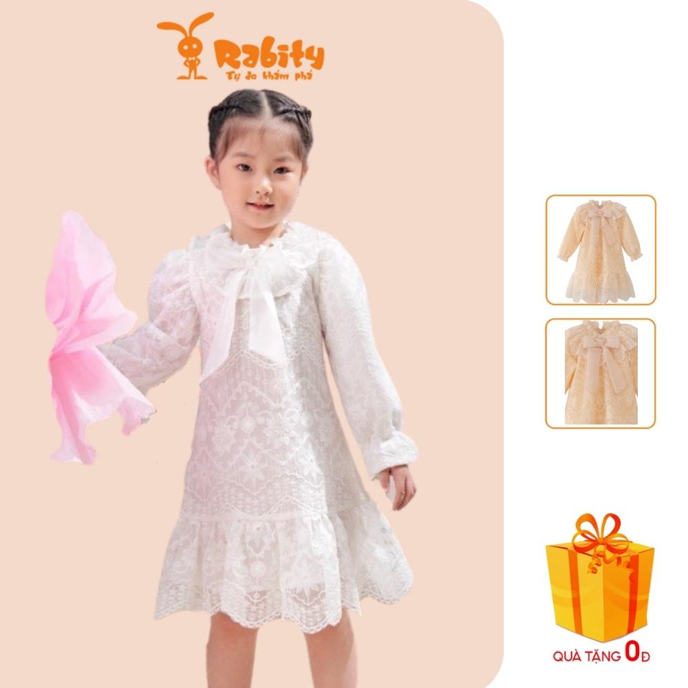 Đầm ren nơ mẫu mới xinh xắn bé gái Rabity 61325