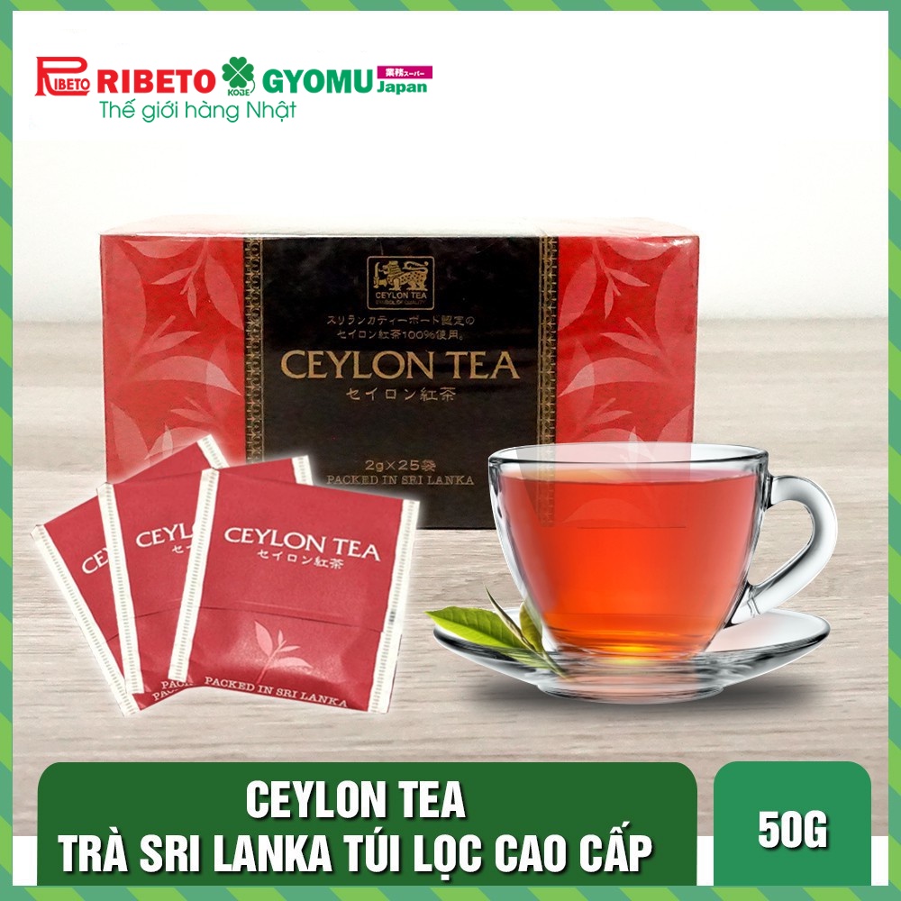Trà túi lọc Ceylon Tea - Hàng Nhật nội địa - Hộp 24 gói 50g