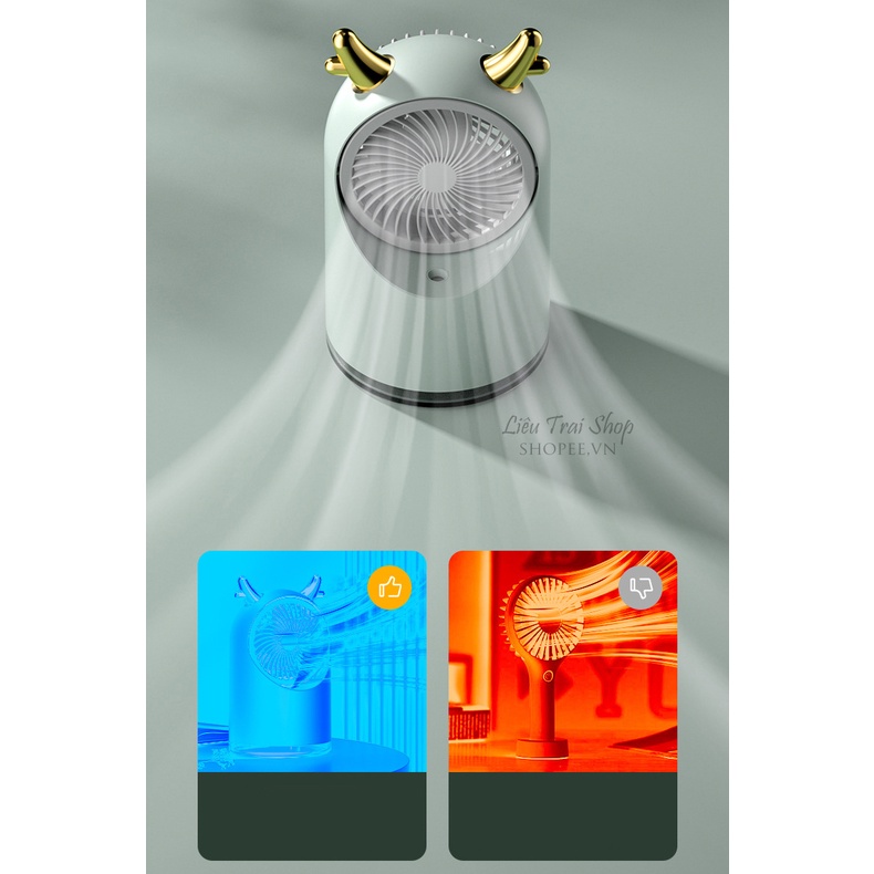 Quạt tích điện phun sương mini USB type C làm mát không khí