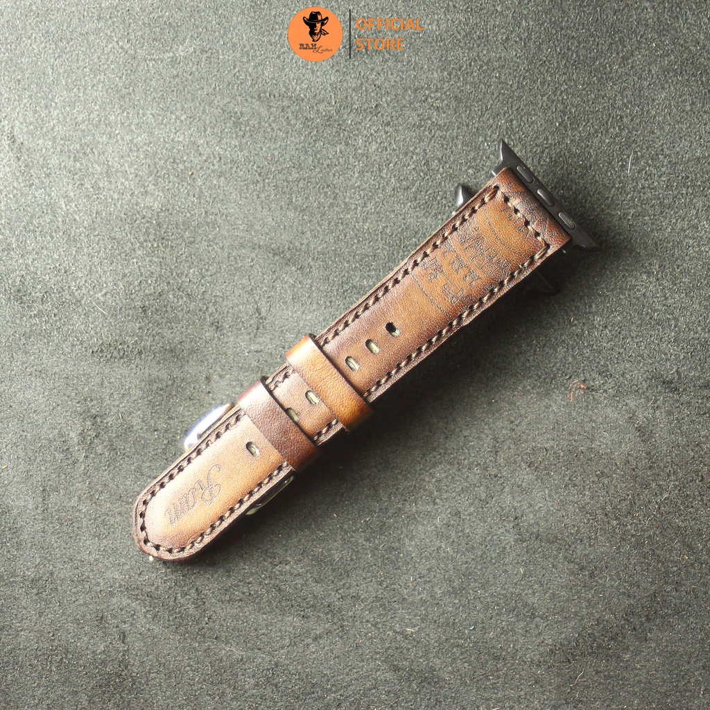 Dây đồng hồ trống đồng da bò vegtan màu socola - RAM Leather