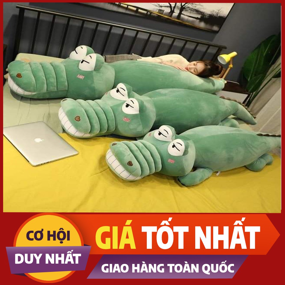 Gấu Bông Cá Sấu Mặt Ngáo Siêu To Khổng Lồ, Thú Nhồi Bông Vải Co Giãn 4 Chiều Siêu Mềm Mịn 1M2/1M4/1M6 - GBVN