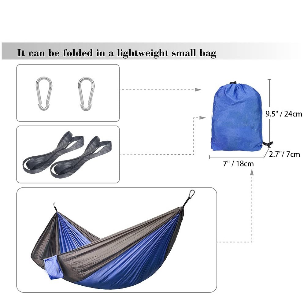 Võng Đơn / Đôi Di Động Kèm 2 Dây Đai Nylon Gọn Nhẹ Đa Ứng Dụng