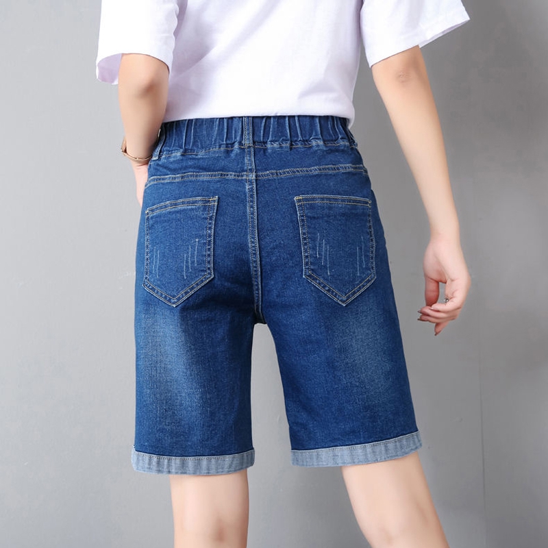 Quần Short Jean Lưng Thun Dây Rút Thời Trang Cho Nữ