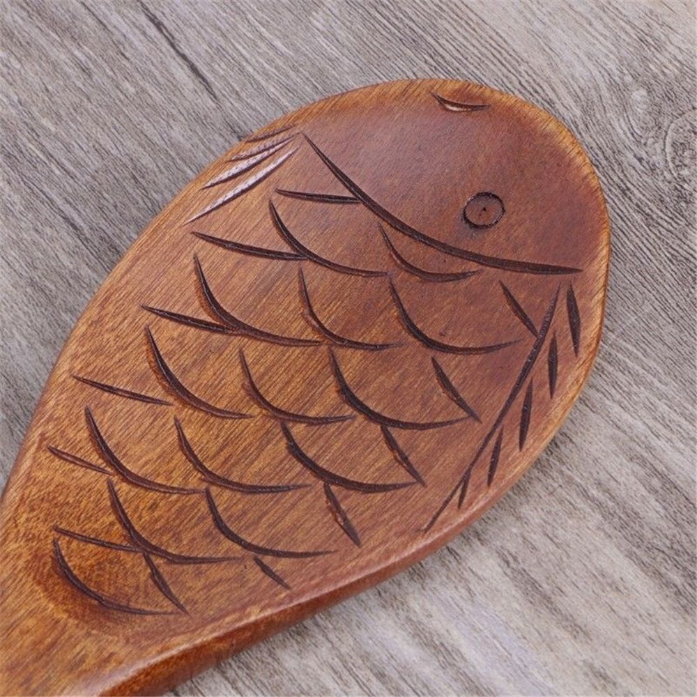 Epoch Muỗng Múc Cơm Bằng Gỗ Tre Không Độc Hại Hình Cá Sáng Tạo