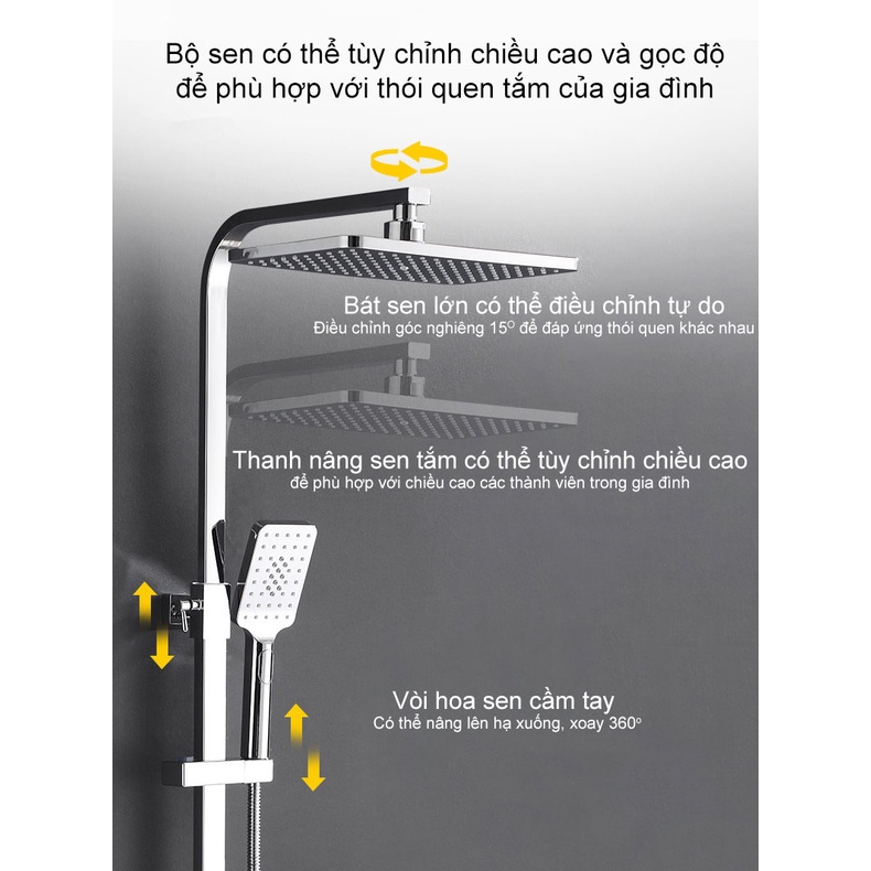 Bộ Sen Tắm Nóng Lạnh  Aviba - 3009 Tăng Áp Lực - Có Điều Chỉnh Độ Cao Và Chế Độ Nước Kèm Sịt Vệ Sinh Cao Cấp Cho Nhà Tắm