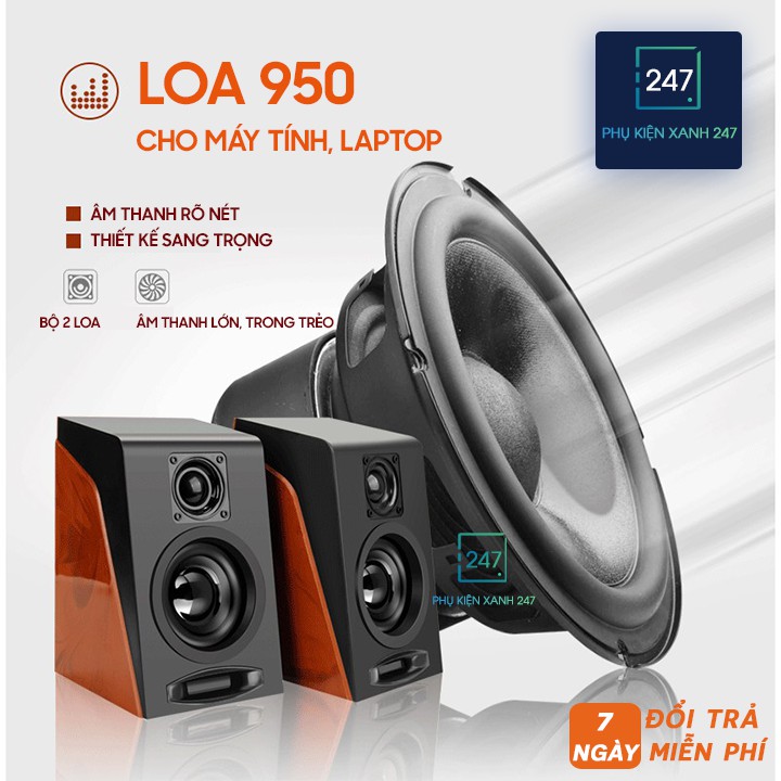 Loa 950 cho Máy tính Laptop ⚡️𝐑𝐄̉ 𝐌𝐀̀ 𝐂𝐇𝐀̂́𝐓⚡️ Âm thanh rõ nét, thiết kế sang trọng - BH 12 tháng