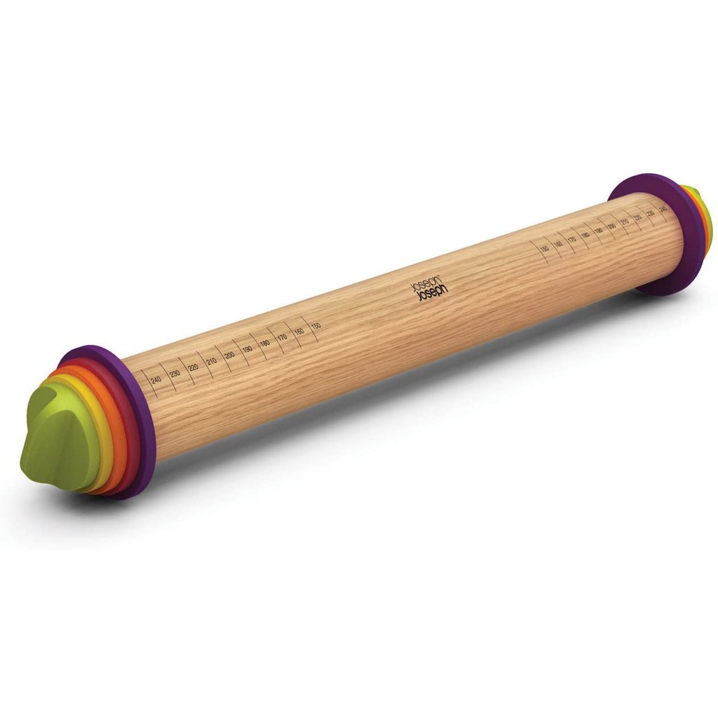Cây lăn bột bằng gỗ Joseph Joseph 20085 cán nhiều màu Verstellbare Teigrolle - Mehrfarbig VE 4 nhập Đức