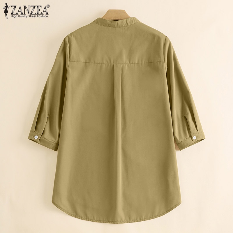 Áo Sơ Mi Tay Lửng 3 / 4 Thời Trang Nữ ZANZEA